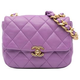 Chanel Mini Borsa in Pelle di Agnello Viola con Catena Candy