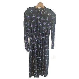 Sandro Vestido negro estampado flores