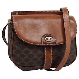 Céline CELINE Macadam Canvas Schultertasche aus PVC-Leder Braun Auth BD216