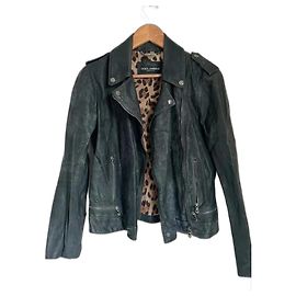 Dolce & Gabbana Bikerjacke aus Lammleder Dunkelgrün
