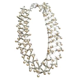 Collana in metallo bianco con perle - Christian Dior