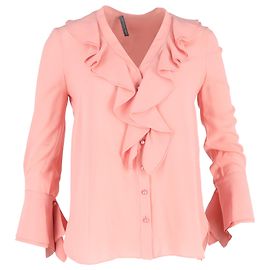 Camicia con volant Alexander McQueen in poliestere rosa