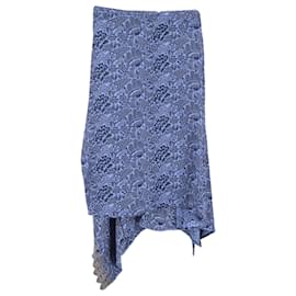 Saia assimétrica floral Chloe em viscose azul - Chloé