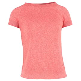 Camiseta de lã rosa com gola redonda tricotada Hermès