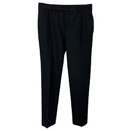 Pantalones rectos Saint Laurent en lana negra