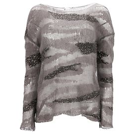Maglione in lana grigia con motivo camouflage di Saint Laurent