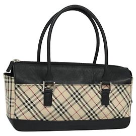 BURBERRY Nova Check Handtasche aus Canvas Beige Schwarz Auth BD352