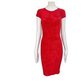 Chanel Rotes Plüschkleid im Kristen Stewart Stil 36 FR