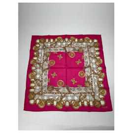 Foulard in seta vintage Celine Paris rosso - Céline