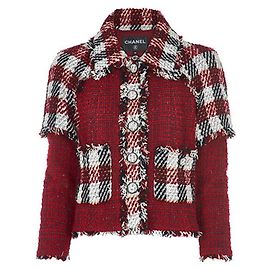 Chanel ikonische bordeaux Tweedjacke im Anna Wintour Stil 34 FR