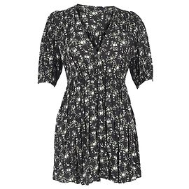 Vestido mini de crepé estampado Ganni en viscosa verde