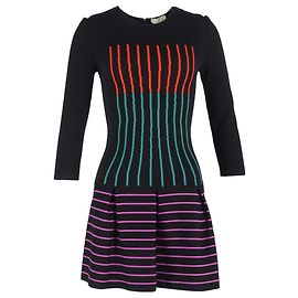 Fendi gestreiftes Mini-Flaggenkleid aus mehrfarbiger Wolle