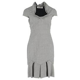 Vestido midi de manga corta con estampado en lana gris Valentino Garavani