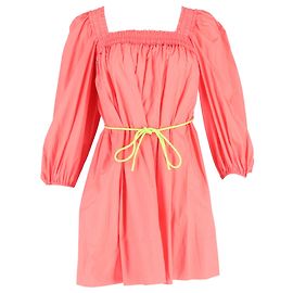 Vestido mini plisado fruncido Zimmermann Nina en algodón coral