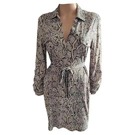 Gerard Darel Vestido Camisa de Seda y Algodón Beige Moka