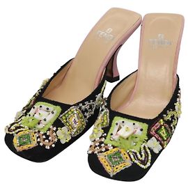 FENDI High Heels Canvas 35 1/2 Rosa Auth 101094