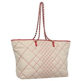 FENDI Zucca Canvas Tote Bag Beige Auth 99179