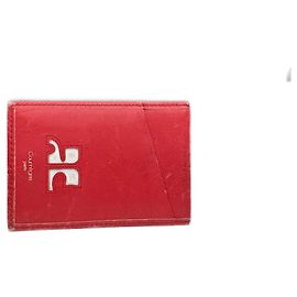 Porta tarjetas de cuero vintage Courreges París rojo