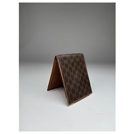 Céline Vintage Celine Paris Leather Monogram Card Holder Brown