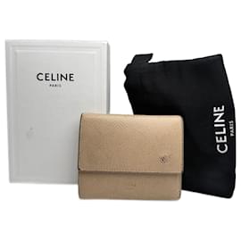 Céline Portafoglio in pelle beige vintage Celine Paris