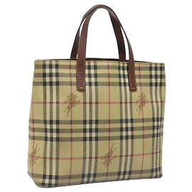 Borsa Tote Burberry Nova Check in pelle PVC beige Auth 113447