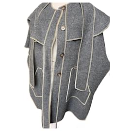 Mizele Umhangmantel grau Wolle - Autre Marque