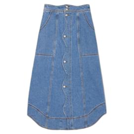 Saia midi em denim azul Farm Rio