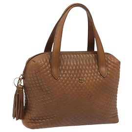 BALLY Borsa a mano trapuntata in pelle marrone oro Auth th5678