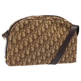 Borsa a spalla in tela Trotter Christian Dior marrone oro Auth yk17509