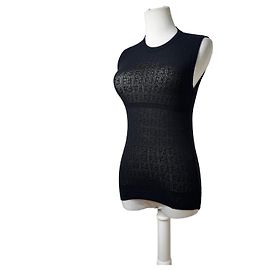 Vestido de lana vintage Fendi Monogram negro 38/M