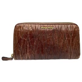 Cartera de cuero Metallasse Miu Miu vintage marrón