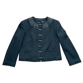 Chaqueta Elie Tahari de lana negra con bordados de cintas
