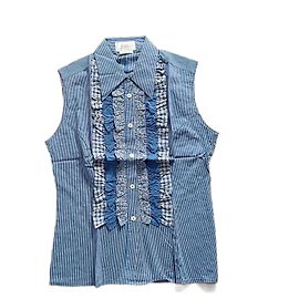 Autre Marque Blusa senza maniche a righe The Vintage Garage Blu Bianca