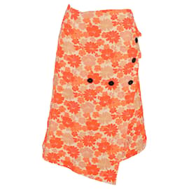 Falda midi envolvente de jacquard floral Jil Sander en poliéster naranja
