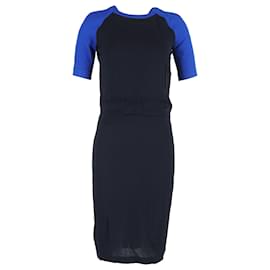Vestido midi de color-block con espalda abierta A.L.C. en viscosa negra y azul