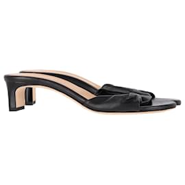 Dear Frances Twisted Slide Sandals in Black Leather - Autre Marque