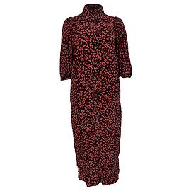 Camisa midi de botones estampada Ganni en viscosa roja