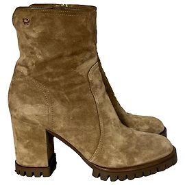 Botines con cremallera Gianvito Rossi Timber en ante marrón