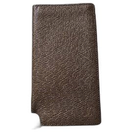 Portefeuille long bifold en cuir Taiga Louis Vuitton marron