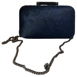 Clutch Diane Von Furstenberg Pelle di Vitello Pony Blu Notte