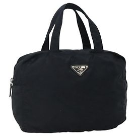 PRADA Borsa a mano in nylon blu navy argento autentica bs22993