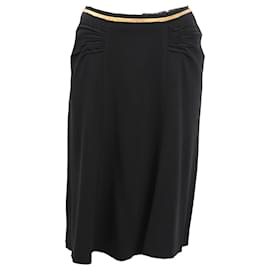 Falda midi de viscosa negra con detalles fruncidos Prada