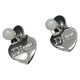 Orecchini a forma di cuore con logo argento Christian Dior