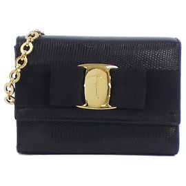 Borsa a spalla in pelle nera Salvatore Ferragamo