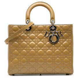 Dior Gelb Große Lackleder Cannage Lady Dior