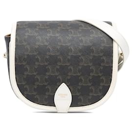 Celine Marrone Medio Triomphe Tela Rivestita Folco Crossbody - Céline