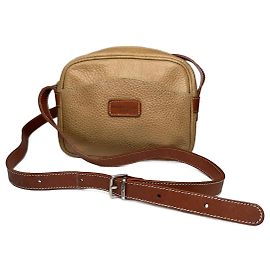 Borsa a tracolla in pelle vintage Courreges Paris beige marrone