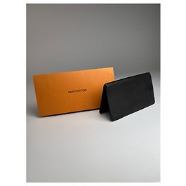 Porta tarjetas de cuero Taiga vintage de Louis Vuitton / Porta ID negro