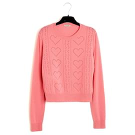 Miu Miu 2015 Herz Crop Pullover FR38 Herzen Offene Strickart Rosa Kaschmir UK10 US8