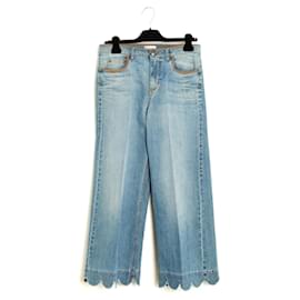 Valentino Red 2018 Jean Croquet FR38 Stitches Braid Pantalones de Pierna Ancha Jeans US28 - Red Valentino